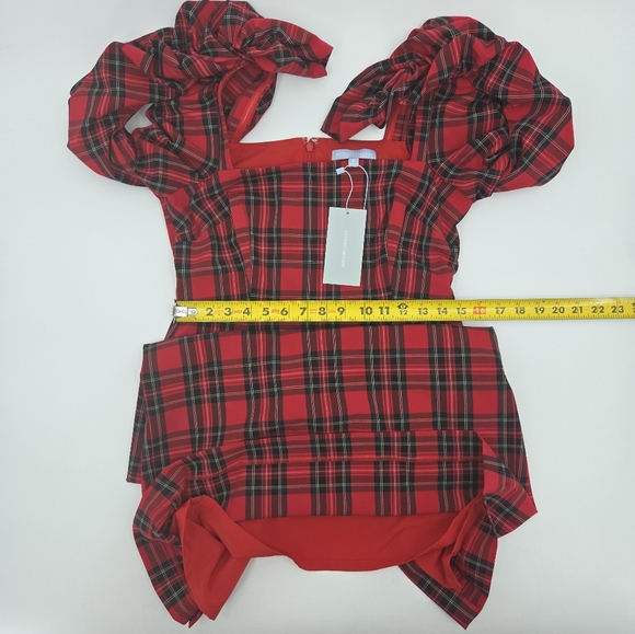 Antonio Melani Elena Midi Dress Size 6 Red Tartan Plaid Holiday Xmas Christmas - Picture 7 of 9